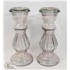 Image 1 : 2 GLASS LARGE CANDLE HOLDERS