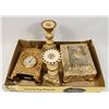 Image 1 : GOLD CANDLE HOLDER WITH CLOCK AND JEWELRY BOX