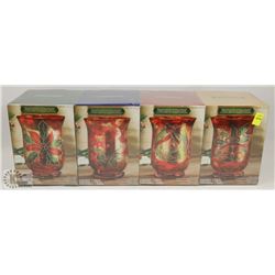 BUNDLE OF 4 PAINTED GLASS CANDLE HOLDERS