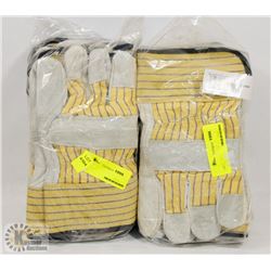 TWO BUNDLES OF 70% LEATHER WORK GLOVES