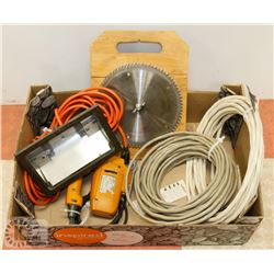 BOX OF ASSORTED SUPPLIES INCLUDING ELECTRICAL