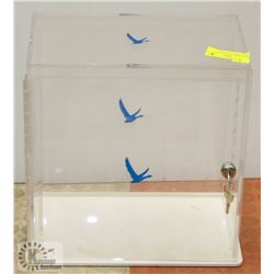 CLEAR GREY GOOSE LOCK BOX WITH 2 KEYS 13"X14"X7.5"