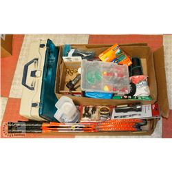 BOX OF SPORTS/FISHING MISCELLANEOUS
