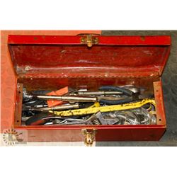RED TOOL BOX WITH TOOLS