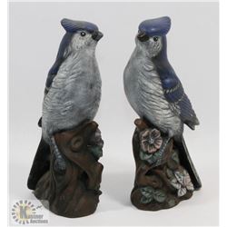 PAIR OF 8" CERAMIC BLUE BIRD FIGURES