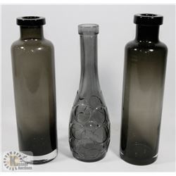 2 SMOKED GLASS VASES