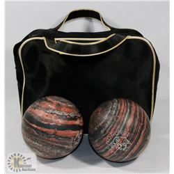 2 FIVE PIN BOWLING BALLS IN CASE