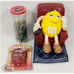 FLAT WITH VINTAGE MARBLES, M+M COLLECTIBLE AND