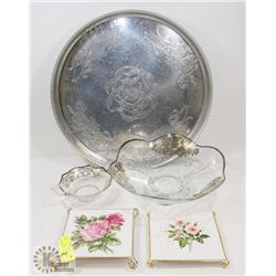 LOT OF COLLECTIBLES INCL METTLACH TRIVETS,