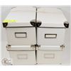 Image 1 : SET OF 4 WHITE STORAGE BOXES EACH 10" X 6.5 X 6"