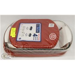 NEW ANCHOR HOCKING 4 PIECE BAKEWARE SET