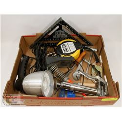 FLAT OF ASSORTED HANDYMAN TOOLS, SPOTLIGHT, MSA