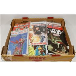 FLAT OF ASSORTED COMICS AND VINTAGE MAGAZINES,