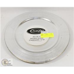 SET OF FOUR SILVER TONE SERVING DISHES