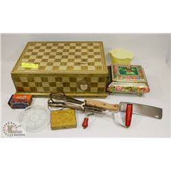 LOT OF TIN BOXES (14"W X 5" H X 9-3/4" DEEP) AND