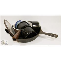 CAST IRON AND ENAMEL COOK SET COUSANCES