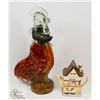 Image 1 : GLASS ROOSTER FILLED WITH BEANS, SMALL TEA POT