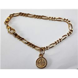 6)  GOLD TONE 7"  FIGARO STYLE BRACELET