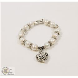 #77-FRESH WATER PEARL WITH HEART SHAPE BRACELET