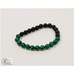 #71-NATURAL MALACHITE & MATTE BEAD BRACELET 8MM