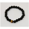 Image 1 : #13-NATURAL BLACK AGATE & TIGER EYE BEAD BRACELET