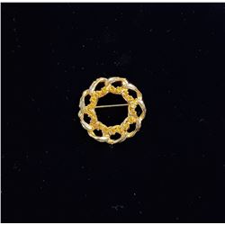 13)  GOLD TONE & AMBER COLORED CRYSTAL