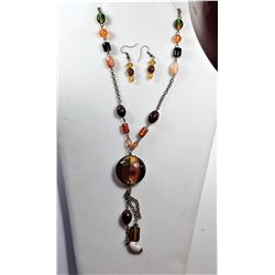 18)  BRONZE COLORED CHAIN WITH AMBER