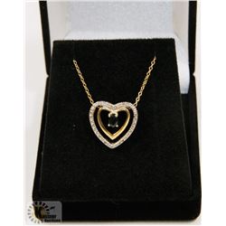 #119-NATURAL BLUE SAPPHIRE & CZ PENDANT NECKLACE