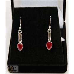 #91-NATURAL RED RUBY DANGLING  EARRINGS