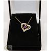 Image 1 : #115-NATURAL  AMETHYST & CZ PENDANT NECKLACE