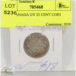 1918 CANADA GV 25 CENT COIN