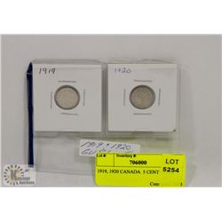 1919, 1920 CANADA  5 CENT COINS