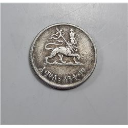 4)  ETHIOPIAN 1936 SILVER 50 CENT COIN