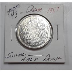 3)  CANADIAN 1957 SILVER 50 CENT COIN