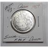 Image 1 : 3)  CANADIAN 1957 SILVER 50 CENT COIN