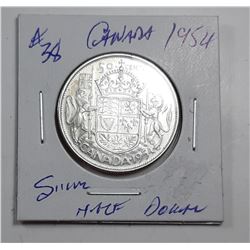 2)  CANADIAN 1954  SILVER 50 CENT COIN