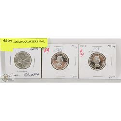 LOT OF 3 CANADA QUARTERS 1960, 1963