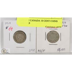 LOT OF 2 CANADA 10 CENT COINS 1919, 1929