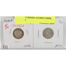 LOT OF 2 CANADA 10 CENT COINS, 1914, 1916