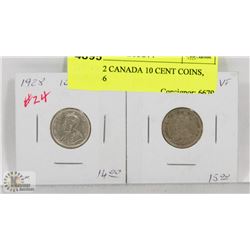 LOT OF 2 CANADA 10 CENT COINS, 1928,1936