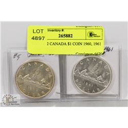 LOT OF 2 CANADA $1 COIN 1960, 1961