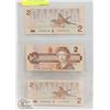 Image 1 : 1986 LOT OF 3 CANADA $2 BILLS