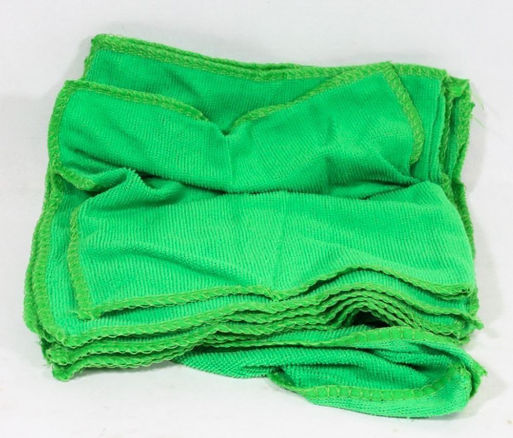PACK OF 10 GREEN MICROFIBER RAGS