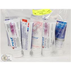 BAG OF ASSORTED CREST TOOTHPASTE