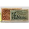Image 1 : 2 GERMAN BANK NOTES 20 MARKS 1918,  5 MARK 1904