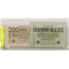 Image 1 : 1923 GERMAN BANK NOTES 100,00 MARK, 200,00