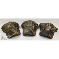 LOT OF 3 NEW MOSSY OAK ADJUSTABLE SIZE BALL CAPS