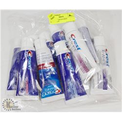 BAG OF ASSORTED CREST TOOTHPASTE
