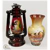Image 1 : DESERT THEMED LANTERN AND VASE.