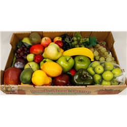 FLAT OF ASSORTED DECORATIVE FRUIT & VEGETABLES.